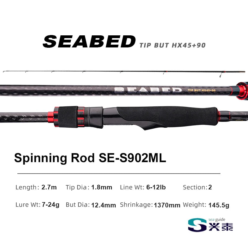 PURELURE SEABED 10FT 3.0m 3.3m 3.6m ML MH Spinning Rod For SeaBass High Carbon Long Throwing Fishing Rod In Plus Spinning Reel