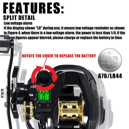 Led Screen Electronic Fishing Reel Baitcasting High Speed 7.2:1 10kg Drag Waterproof Saltwater Jigging Cast Drum Wheel Casting