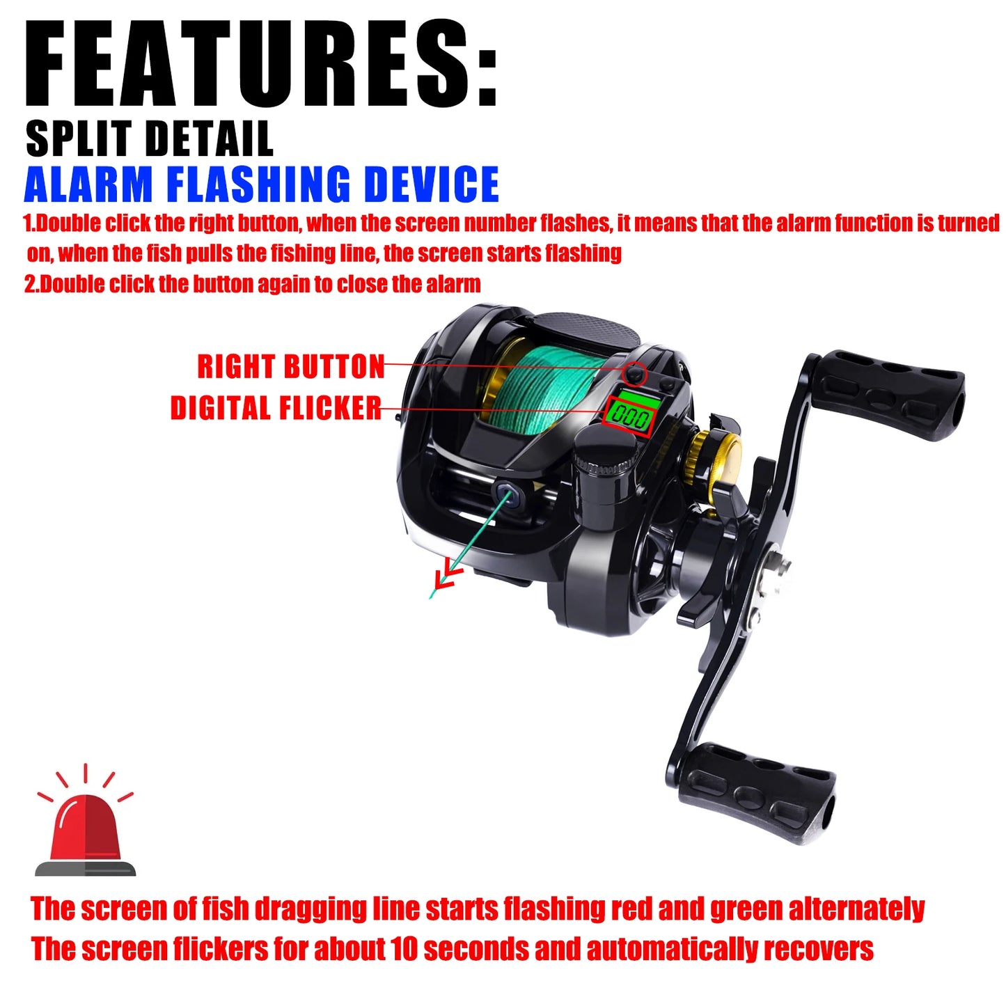 Led Screen Electronic Fishing Reel Baitcasting High Speed 7.2:1 10kg Drag Waterproof Saltwater Jigging Cast Drum Wheel Casting