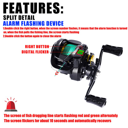 Led Screen Electronic Fishing Reel Baitcasting High Speed 7.2:1 10kg Drag Waterproof Saltwater Jigging Cast Drum Wheel Casting