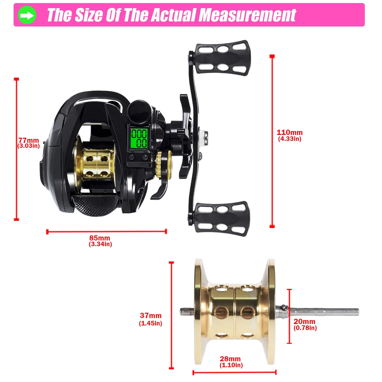 Led Screen Electronic Fishing Reel Baitcasting High Speed 7.2:1 10kg Drag Waterproof Saltwater Jigging Cast Drum Wheel Casting