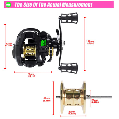 Led Screen Electronic Fishing Reel Baitcasting High Speed 7.2:1 10kg Drag Waterproof Saltwater Jigging Cast Drum Wheel Casting