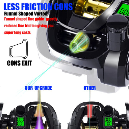 Led Screen Electronic Fishing Reel Baitcasting High Speed 7.2:1 10kg Drag Waterproof Saltwater Jigging Cast Drum Wheel Casting