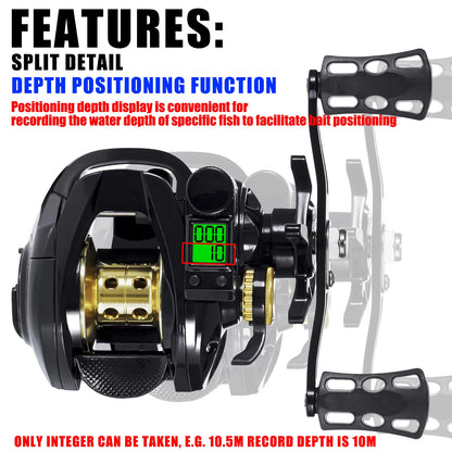 Led Screen Electronic Fishing Reel Baitcasting High Speed 7.2:1 10kg Drag Waterproof Saltwater Jigging Cast Drum Wheel Casting