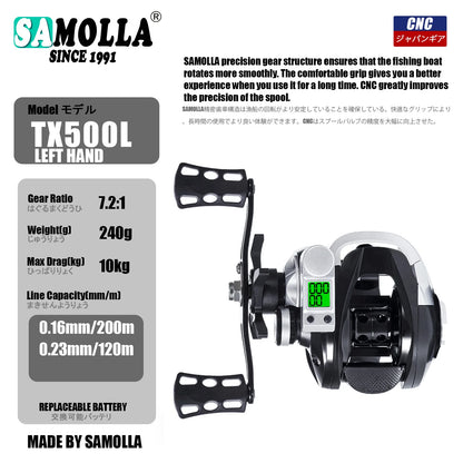 Led Screen Electronic Fishing Reel Baitcasting High Speed 7.2:1 10kg Drag Waterproof Saltwater Jigging Cast Drum Wheel Casting
